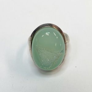 Vintage Sterling Silver Mint Green Stone Ring Sz 8